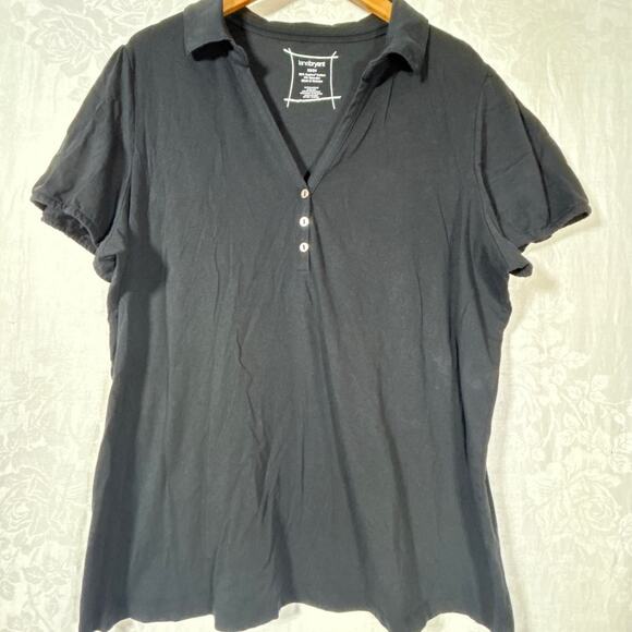 Lane Bryant Polo 22 24 Black Supima Cotton Stretch Basic Classic Golf Preppy - Picture 1 of 8